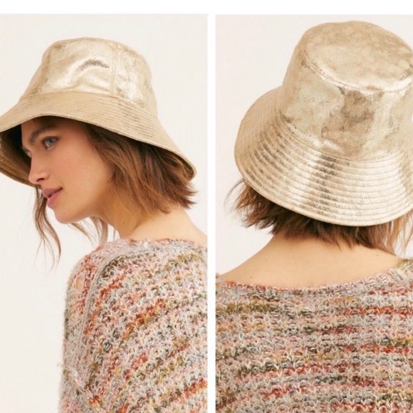 Free People Tick Tock Metallic Bucket Hat NEW